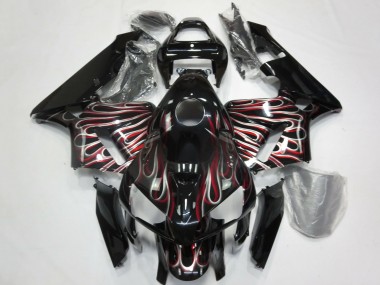 Purchase 2005-2006 Glossy Black Silver Red Flame Honda CBR600RR Motorcycle Fairings UK