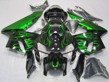 Purchase 2005-2006 Glossy Black Vibrant Green Flame Honda CBR600RR Motorcycle Fairings UK