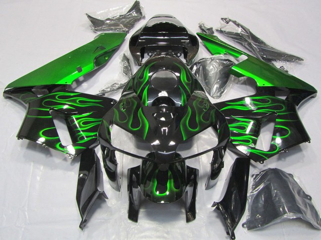 Purchase 2005-2006 Glossy Black Vibrant Green Flame Honda CBR600RR Motorcycle Fairings UK