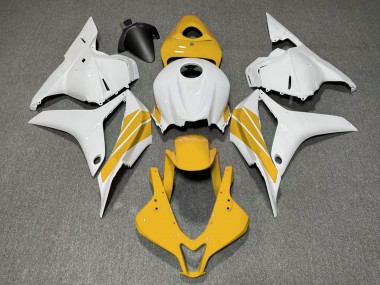 Purchase 2009-2012 White Yellow Stripe Honda CBR600RR Motorcycle Fairings UK