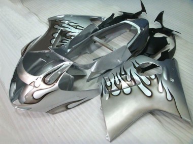 Purchase 1996-2007 Silver Black Flame Honda CBR1100XX Blackbird Motorcycle Fairings UK