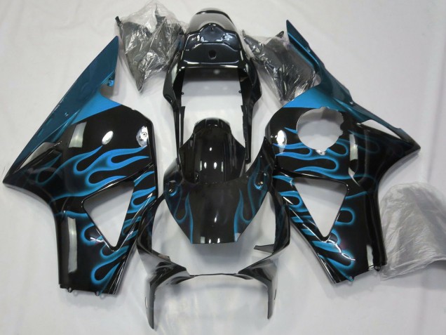 Purchase 2002-2003 Glossy Black Light Blue Flame Honda CBR954RR Motorcycle Fairings UK