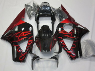 Purchase 2002-2003 Glossy Black Red Flame Honda CBR954RR Motorcycle Fairings UK