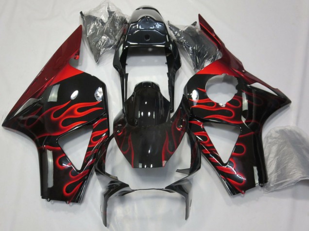Purchase 2002-2003 Glossy Black Red Flame Honda CBR954RR Motorcycle Fairings UK