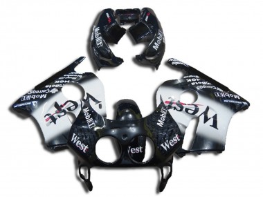 Purchase 1990-1998 Glossy Black White West Honda CBR250RR Motorcycle Fairings UK
