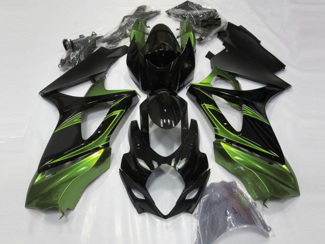 Purchase 2007-2008 Glossy Black Green Suzuki GSXR 1000 Motorcycle Fairings UK