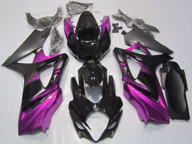 Purchase 2007-2008 Glossy Black Pink Suzuki GSXR 1000 Motorcycle Fairings UK