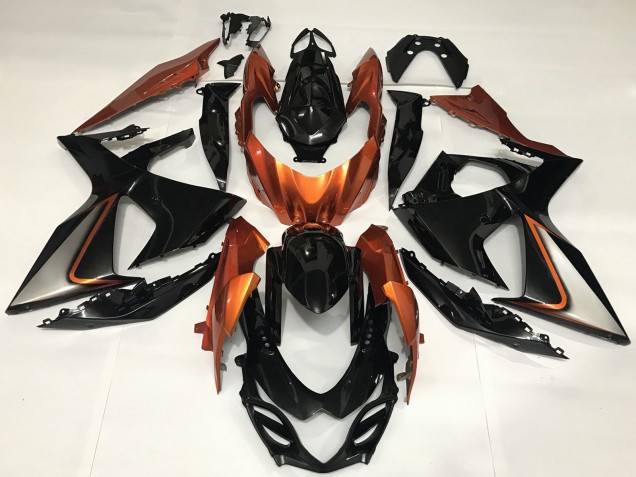 Purchase 2009-2016 Glossy Black and Shiny Orange Suzuki GSXR 1000 Motorcycle Fairings UK