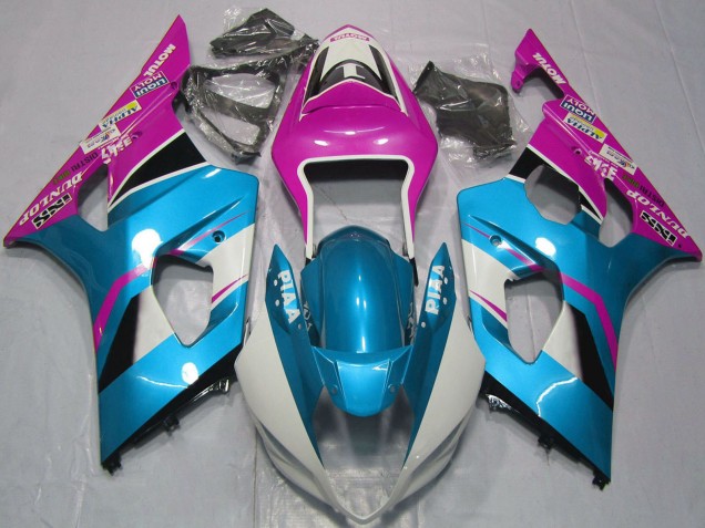 Purchase 2003-2004 Light Blue White Pink Suzuki GSXR 1000 Motorcycle Fairings UK