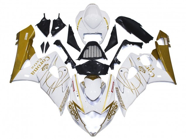 Purchase 2005-2006 White Gold Corona Custom Suzuki GSXR 1000 Motorcycle Fairings UK