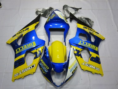 Purchase 2003-2004 Blue Yellow Black Pirelli Suzuki GSXR 1000 Motorcycle Fairings UK