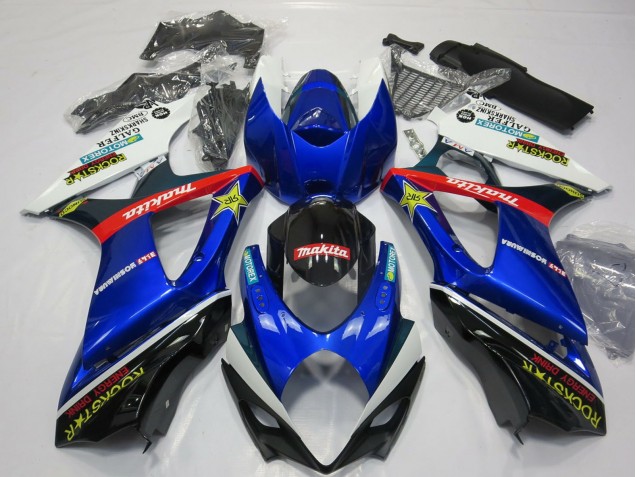 Purchase 2007-2008 White Blue Red Black Rockstar Suzuki GSXR 1000 Motorcycle Fairing UK
