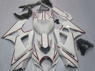 Purchase 2007-2008 White with Red Pinstripe Suzuki GSXR 1000 Motorcycle Fairings UK
