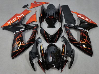Purchase 2006-2007 Glossy Black Orange Bacardi Suzuki GSXR 600 / GSXR 750 Motorcycle Fairings UK