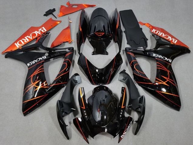 Purchase 2006-2007 Glossy Black Orange Bacardi Suzuki GSXR 600 / GSXR 750 Motorcycle Fairings UK