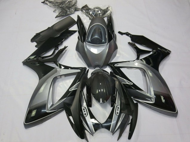 Purchase 2006-2007 Grey Glossy Black Stripe Suzuki GSXR 600 / GSXR 750 Motorcycle Fairings UK