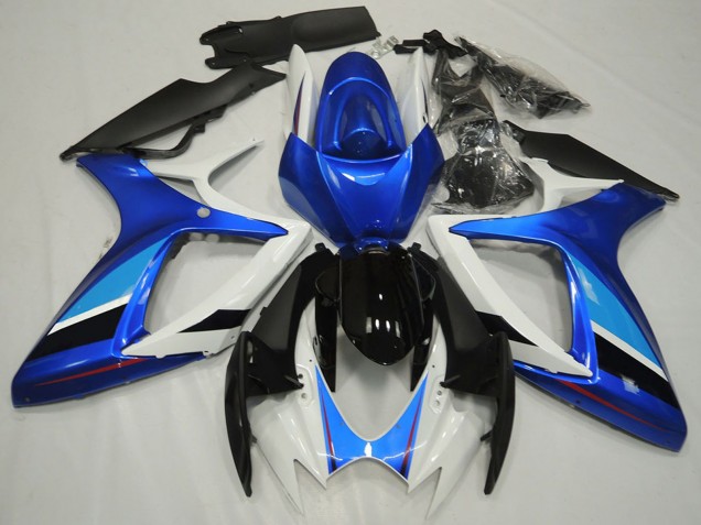 Purchase 2006-2007 White Blue Glossy Black Stripe Suzuki GSXR 600 / GSXR 750 Motorcycle Fairing UK