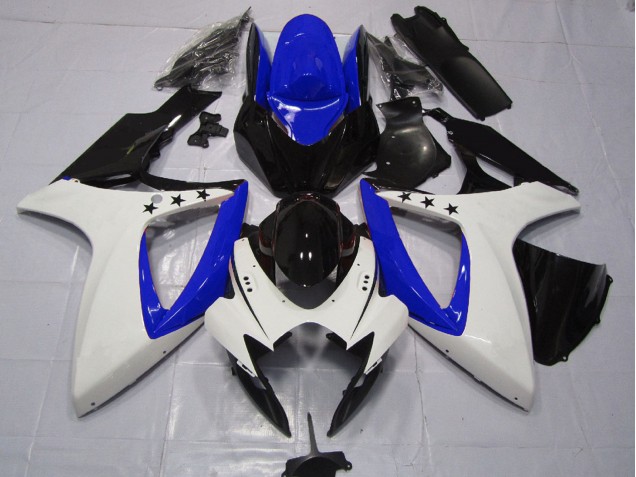 Purchase 2006-2007 White Blue Glossy Black Star Suzuki GSXR 600 / GSXR 750 Motorcycle Fairings UK