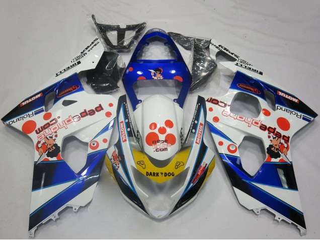 Purchase 2004-2005 White Blue Red Yellow Black Dark Dog Suzuki GSXR 600 / GSXR 750 Motorcycle Fairings UK