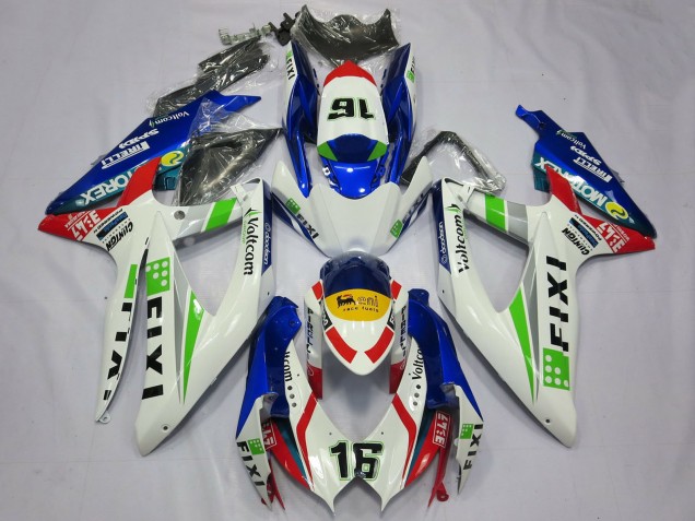 Purchase 2008-2010 White Blue Green Yellow Red Fixi 16 Suzuki GSXR 600 / GSXR 750 Motorcycle Fairings UK