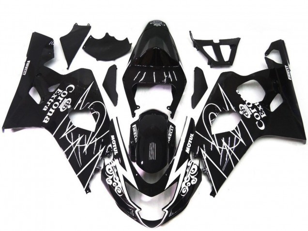 Purchase 2004-2005 Glossy Black White Corona Style Suzuki GSXR 600 / GSXR 750 Motorcycle Fairings UK