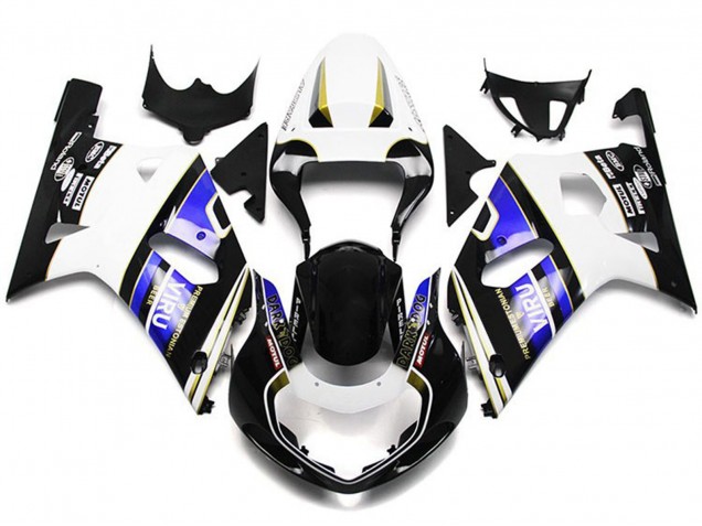 Purchase 2001-2003 White Blue Glossy Black Viru Style Suzuki GSXR 600 / GSXR 750 Motorcycle Fairings UK