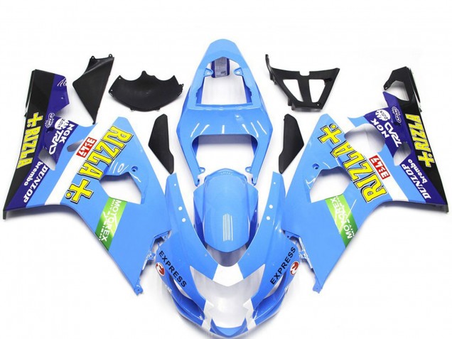 Purchase 2004-2005 Light Blue Green Yellow Rizla Style Suzuki GSXR 600 / GSXR 750 Motorcycle Fairings UK