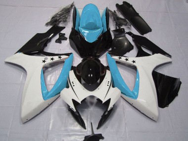 Purchase 2006-2007 Light Blue White Glossy Black Star Suzuki GSXR 600 / GSXR 750 Motorcycle Fairings UK
