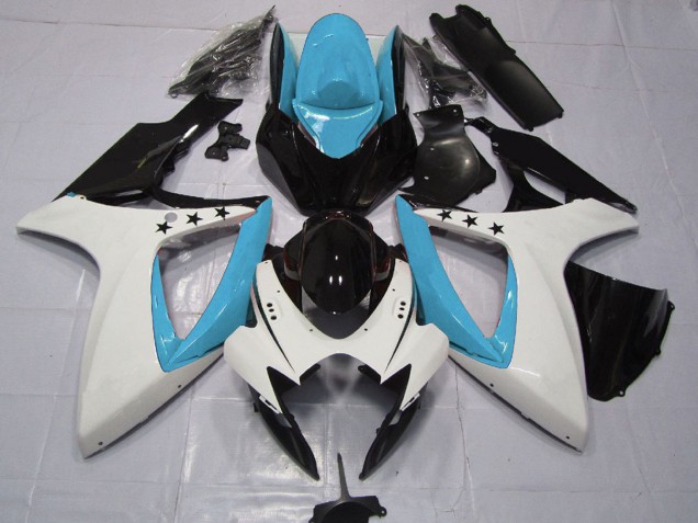 Purchase 2006-2007 Light Blue White Glossy Black Star Suzuki GSXR 600 / GSXR 750 Motorcycle Fairings UK