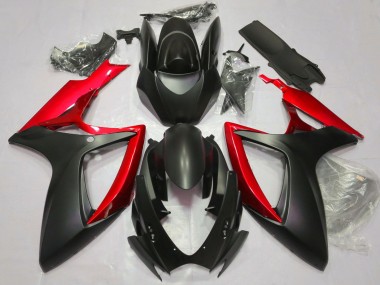 Purchase 2006-2007 Matte Black Red Suzuki GSXR 600 / GSXR 750 Motorcycle Fairings UK