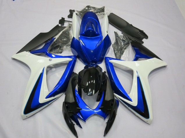 Purchase 2006-2007 White Blue Glossy Black OEM Style Suzuki GSXR 600 / GSXR 750 Motorcycle Fairings UK