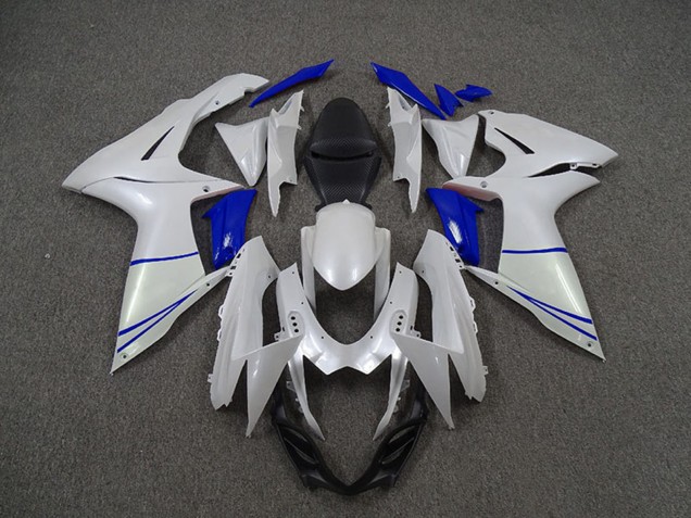 Purchase 2011-2024 Pearl White and Dark Blue Suzuki GSXR 600 / GSXR 750 Motorcycle Fairings UK