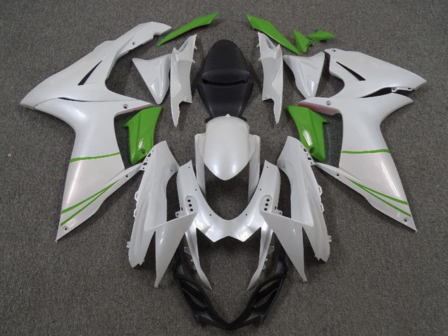 Purchase 2011-2024 Pearl White and Green Suzuki GSXR 600 / GSXR 750 Motorcycle Fairings UK