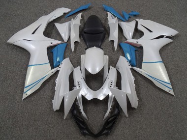 Purchase 2011-2024 Pearl White and Light Blue Suzuki GSXR 600 / GSXR 750 Motorcycle Fairings UK