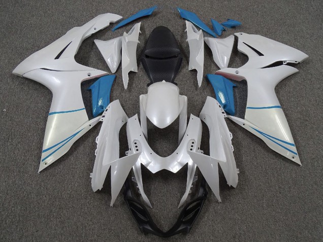 Purchase 2011-2024 Pearl White and Light Blue Suzuki GSXR 600 / GSXR 750 Motorcycle Fairings UK