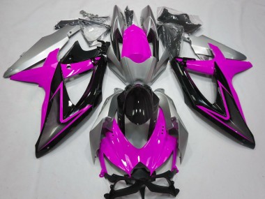 Purchase 2008-2010 Silver Pink Glossy Black Suzuki GSXR 600 / GSXR 750 Motorcycle Fairings UK
