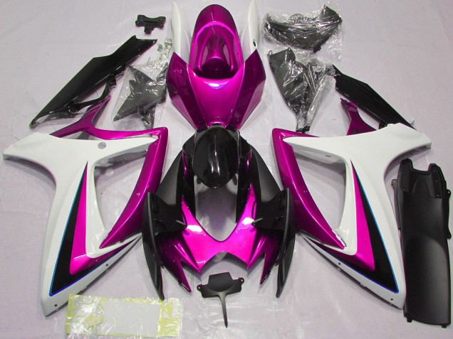 Purchase 2006-2007 White Pink Glossy Black Suzuki GSXR 600 / GSXR 750 Motorcycle Fairings UK