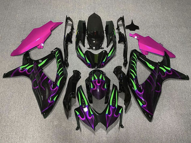 Purchase 2008-2010 Glossy black Pink Purple Green Flame Suzuki GSXR 600 / GSXR 750 Motorcycle Fairings UK