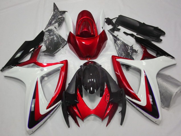 Purchase 2006-2007 White Red Glossy Black Suzuki GSXR 600 / GSXR 750 Motorcycle Fairings UK