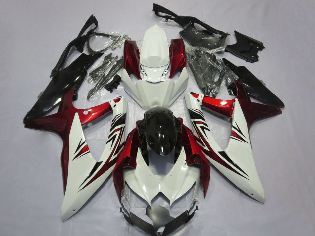 Purchase 2008-2010 White Red Glossy Black Suzuki GSXR 600 / GSXR 750 Motorcycle Fairings UK