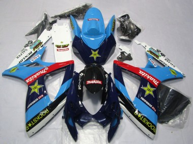 Purchase 2006-2007 Blue White Red Glossy Black Rockstar Suzuki GSXR 600 / GSXR 750 Motorcycle Fairings UK