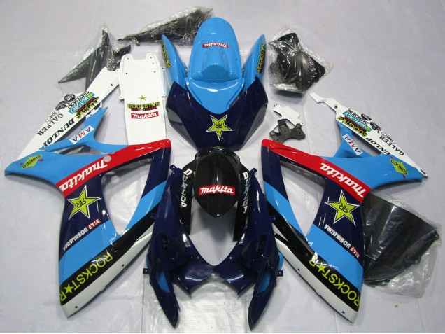 Purchase 2006-2007 Blue White Red Glossy Black Rockstar Suzuki GSXR 600 / GSXR 750 Motorcycle Fairings UK