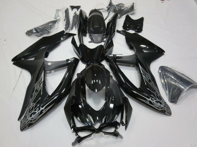 Purchase 2008-2010 Glossy Black Silver Suzuki GSXR 600 / GSXR 750 Motorcycle Fairings UK