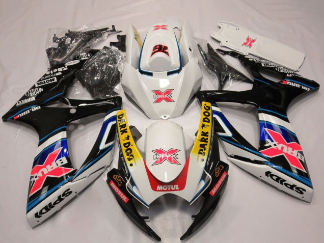 Purchase 2006-2007 White Red Blue Yellow Dark Dog X 76 BRUX Suzuki GSXR 600 / GSXR 750 Motorcycle Fairings UK