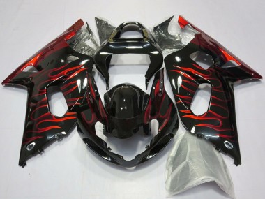 Purchase 2001-2003 Glossy Black Red Flame Suzuki GSXR 600 / GSXR 750 Motorcycle Fairings UK