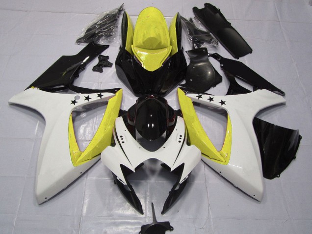 Purchase 2006-2007 Yellow White Glossy Black Star Suzuki GSXR 600 / GSXR 750 Motorcycle Fairings UK
