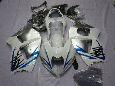 Purchase 1996-2007 White Silver Blue Suzuki GSXR 1300 Motorcycle Fairings UK