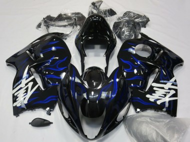 Purchase 1996-2007 Glossy Black Blue Flame Suzuki GSXR 1300 Motorcycle Fairings UK
