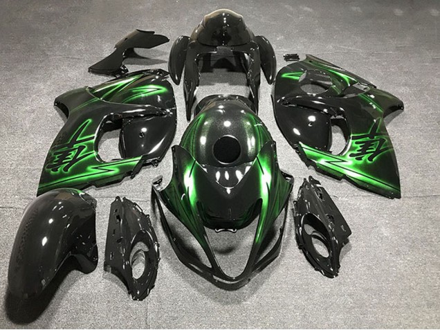Purchase 2008-2020 Glossy Black and Green Suzuki GSXR 1300 Motorcycle Fairings UK