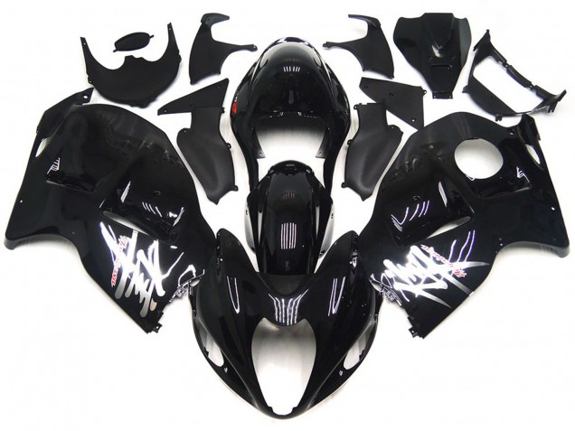 Purchase 1996-2007 Glossy Black with Silver Decals Suzuki GSXR 1300 Motorcycle Fairings UK